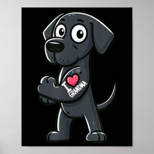 Great Dane I Love Grandma Funny Dog Tattoo  Poster