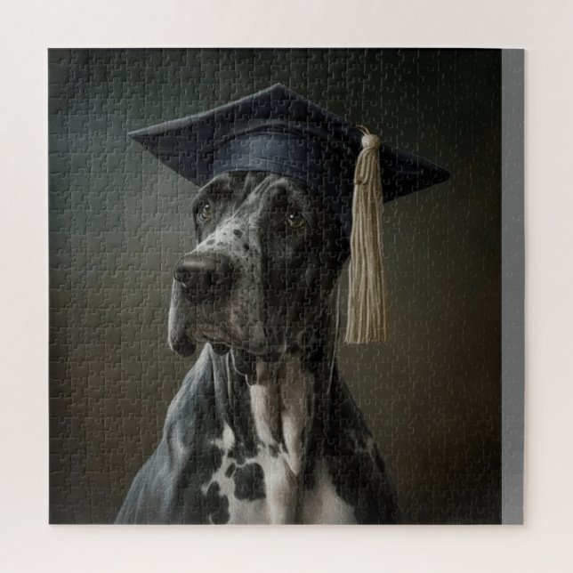 Great Dane In A Grad Hat Jigsaw Puzzle (Vertical)