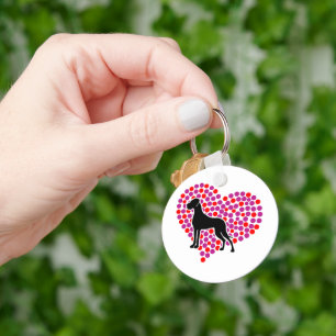 Great Dane in a Heart Keychain