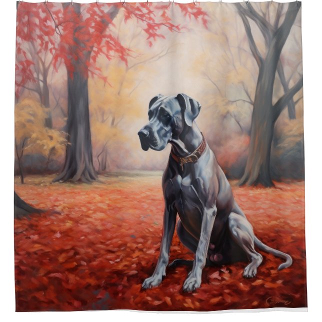Great Dane in Autumn Leaves Fall Inspire  (Front)