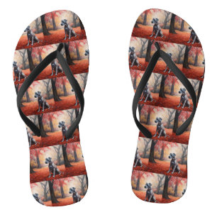 Great Dane in Autumn Leaves Fall Inspire Flip Flops
