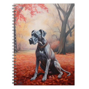 Great Dane in Autumn Leaves Fall Inspire Notebook