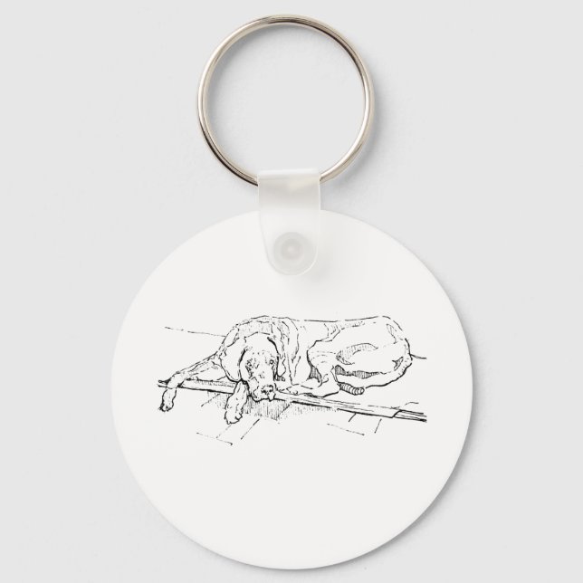 Great Dane, Ink Dog Illustration Keychain (Front)