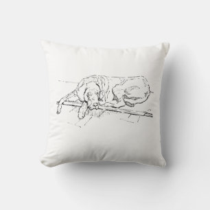 Great Dane, Ink Dog Illustration Throw Pillow