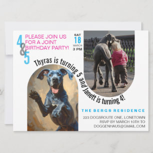 Great Dane Joint Birthday Invitation