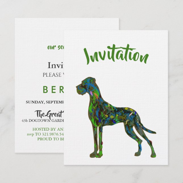 Great Dane Jungle Invitation (Front/Back)