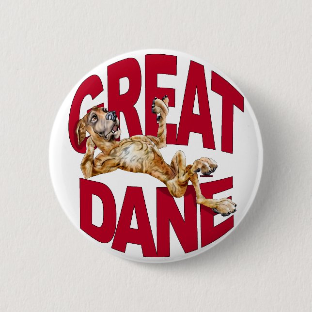 Great Dane Laid Back Brindle UC 2 Inch Round Button (Front)
