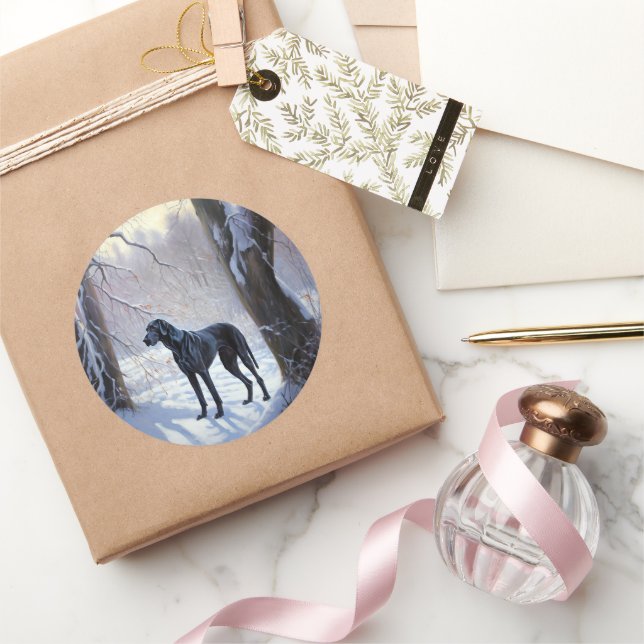 Great Dane Let It Snow Christmas  Classic Round Sticker (Gifting)
