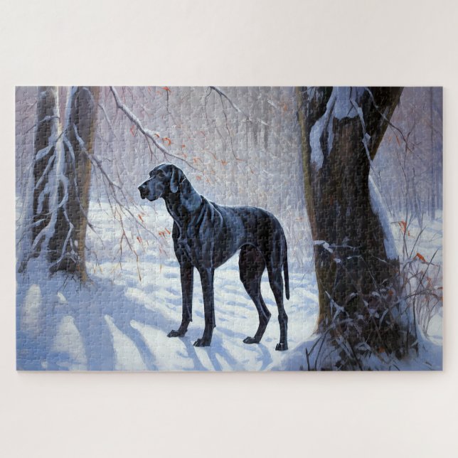 Great Dane Let It Snow Christmas  Jigsaw Puzzle (Horizontal)