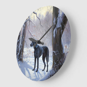 Great Dane Let It Snow Christmas  Large Clock