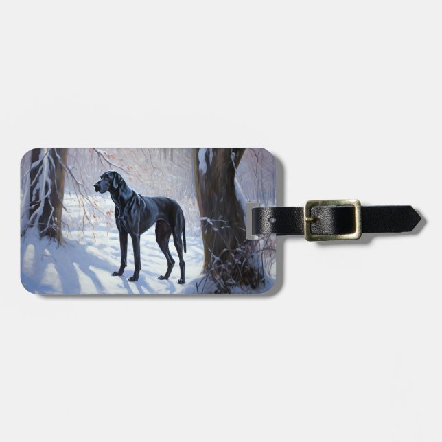 Great Dane Let It Snow Christmas  Luggage Tag (Front Horizontal)