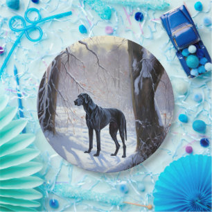 Great Dane Let It Snow Christmas  Paper Plate