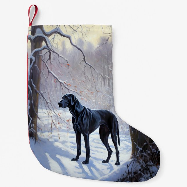 Great Dane Let It Snow Christmas  Small Christmas Stocking (Front)