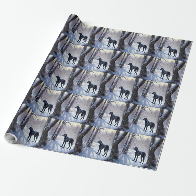 Great Dane Let It Snow Christmas  Wrapping Paper (Unrolled)