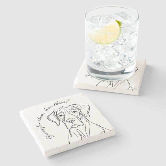 Great Dane Line Portrait  Stone Coaster (Side)