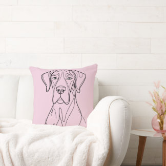 Great Dane Linedrawing  Throw Pillow