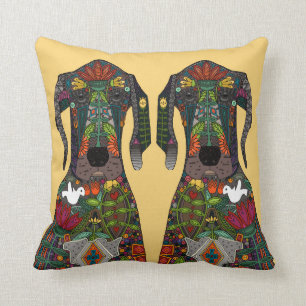 Great Dane love yellow Throw Pillow