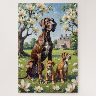 Great Dane Magnolia Garden Art Jigsaw Puzzle