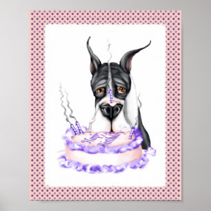 Great Dane Mantle Birthday Cake Poster