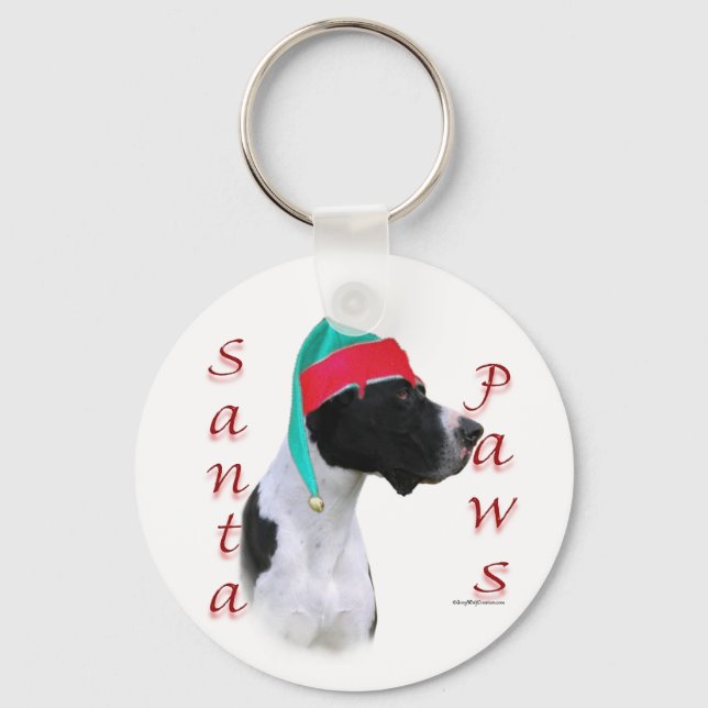 Great Dane (mantle) Santa Paws Keychain (Front)