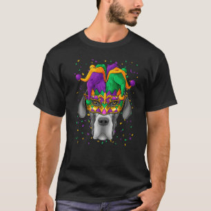 Great Dane Mardi Gras Dog Face Carnival Jester Fes T-Shirt