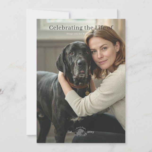 Great Dane Memorial Celebration Photo QR Code  Card (Front)