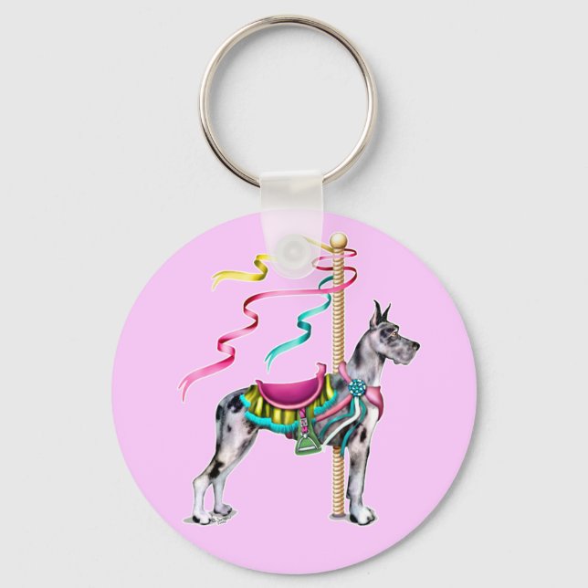 Great Dane Merle Carousel Keychain (Front)