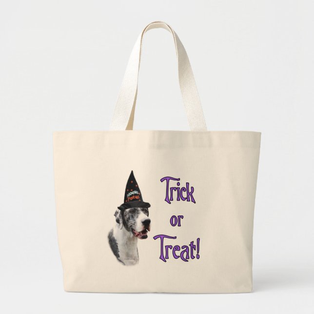 Great Dane (merle) Trick Large Tote Bag (Front)