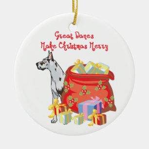 Great Dane Merry Christmas Ceramic Ornament