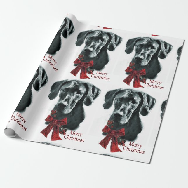 Great Dane Merry Christmas Wrapping Paper (Unrolled)