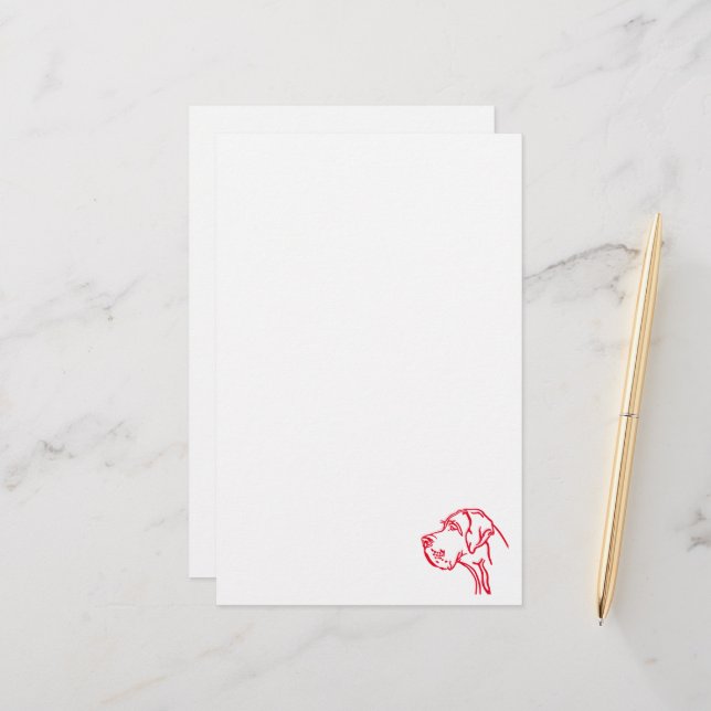 Great Dane minimal head drawing Stationery (Front/Back In Situ)