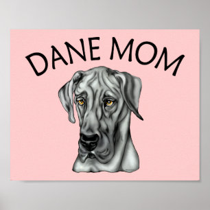 Great Dane Mom Black UC Poster