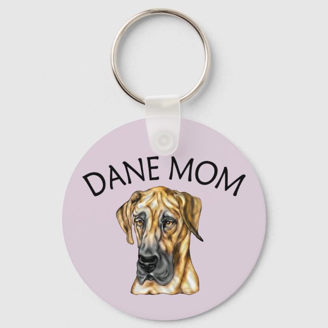 Great Dane Mom Brindle UC Keychain (Front)