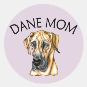 Great Dane Mom Fawn UC Classic Round Sticker