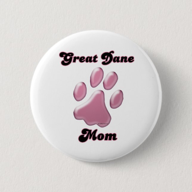 Great Dane Mom Pink Pawprint  - Button (Front)