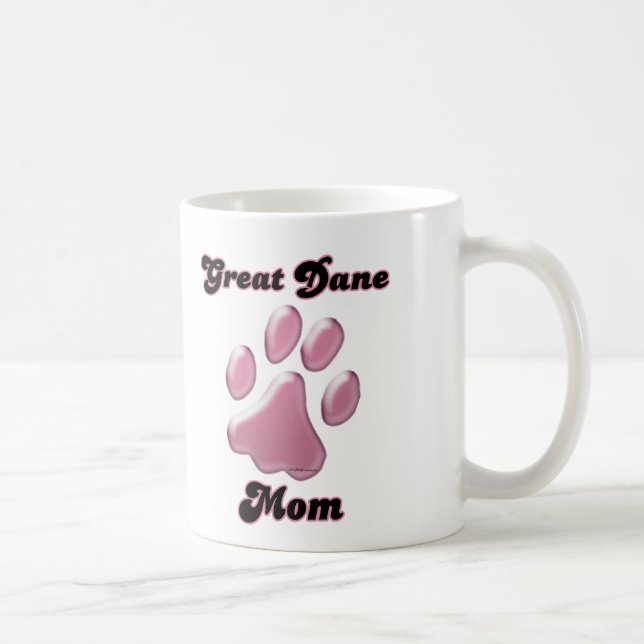 Great Dane Mom Pink Pawprint  Coffee Mug (Right)