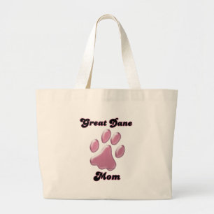 Great Dane Mom Pink Pawprint Large Tote Bag
