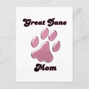 Great Dane Mom Pink Pawprint  Postcard