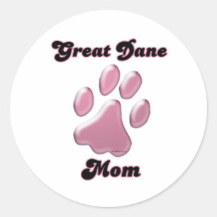 Great Dane Mom Pink Pawprint  - Sticker