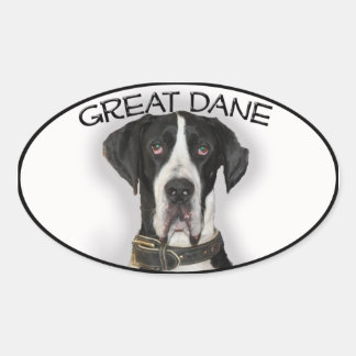 Great Dane - Natural Ears Oval Sticker