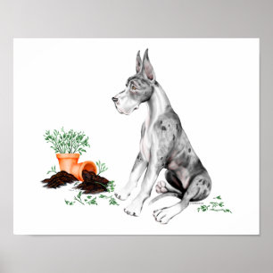 Great Dane Naughty Pup MerleB Poster