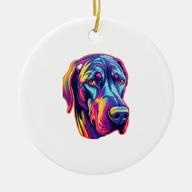 Great Dane Neon Design   Ceramic Ornament (Front)