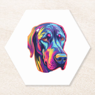 Great Dane Neon Design   Paper Coaster