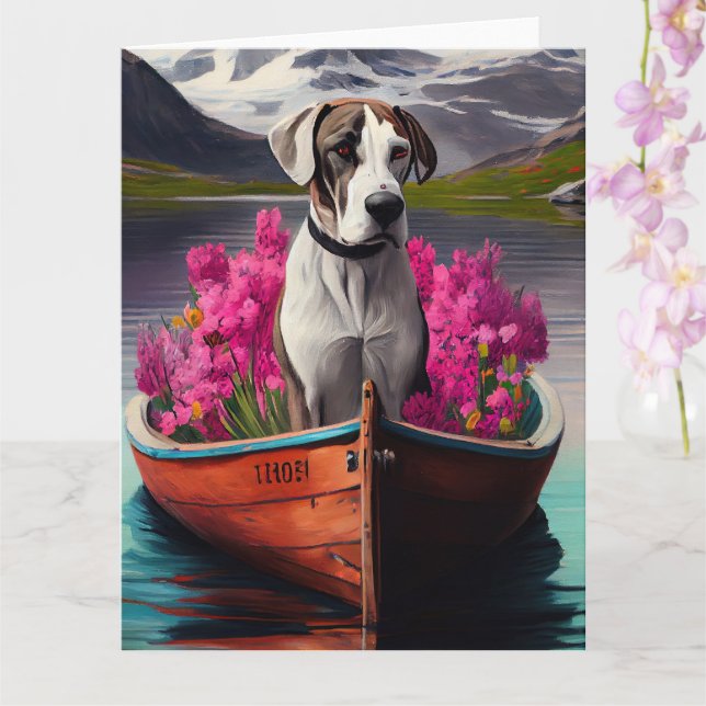 Great Dane on a Paddle: A Scenic Adventure Card (Orchid)
