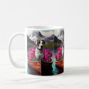 Great Dane on a Paddle: A Scenic Adventure Coffee Mug