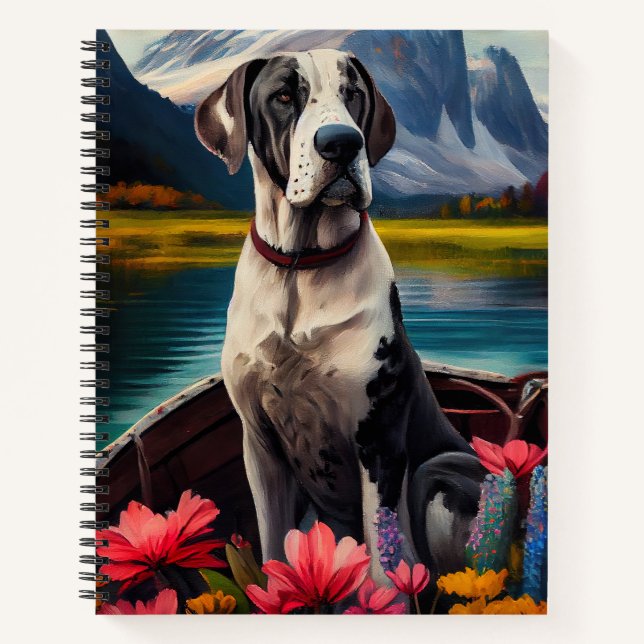 Great Dane on a Paddle: A Scenic Adventure Notebook (Front)