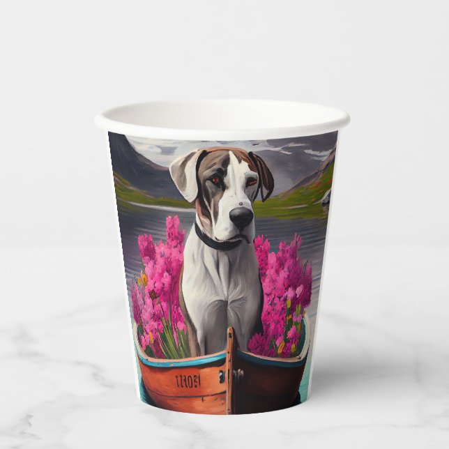 Great Dane on a Paddle: A Scenic Adventure Paper Cups (Front)