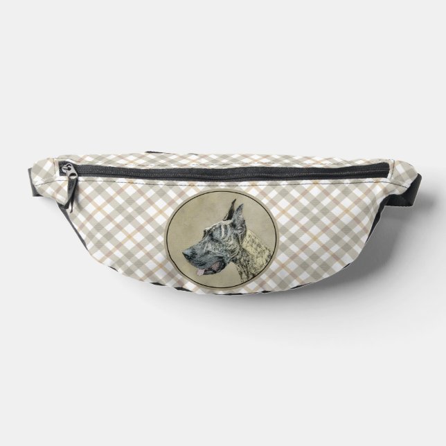 Great Dane Painting Brindle Original Pet Dog Art Fanny Pack (Lay Down)