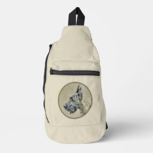 Great Dane Painting Brindle Original Pet Dog Art Sling Bag