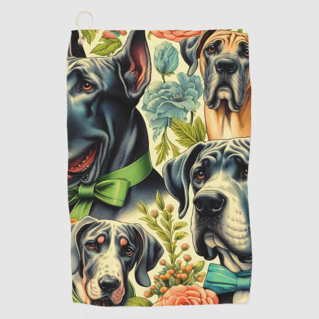 Great Dane Painting Golf Towel (Front)